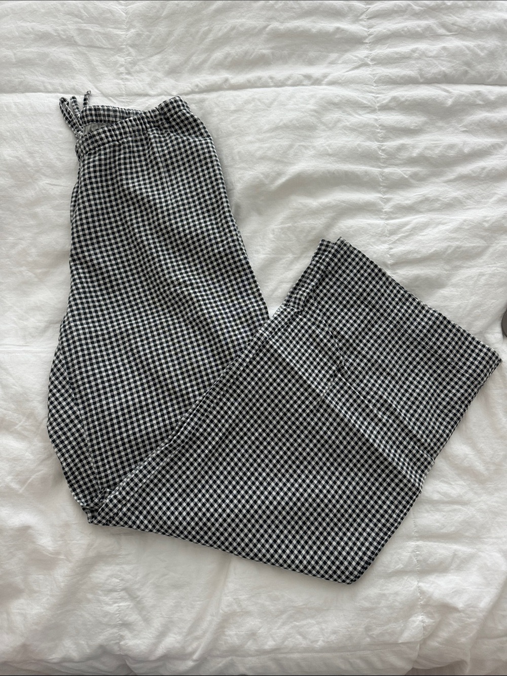 Black & White Gingham Wide-Leg Pants